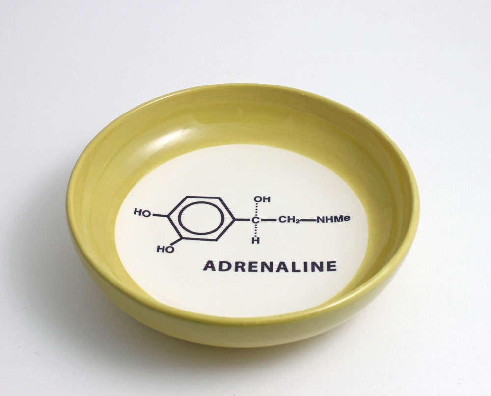 Adrenaline Molecule Chemistry Bowl in Yellow, Black and White