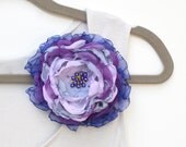Indigo Cobalt Blue and Lavender Purple Oversized Rose Poppy Peony with Pearls Hair Clip for Wedding Jewelry, Dress Gowns, or Office Blouses