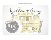 Yellow and Gray Digital Scrapbook Journal Frames Jumbo Pack - Instant Download - Free Clipart w order