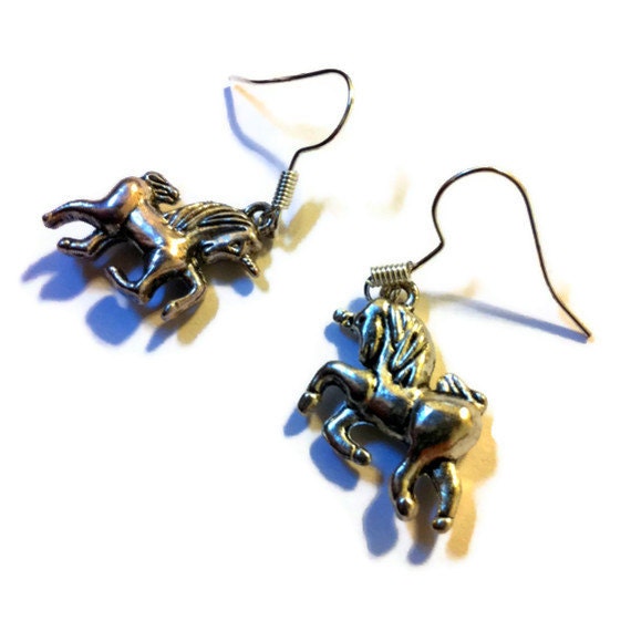 Silver Unicorn Earrings
