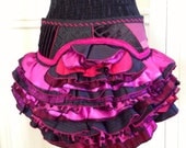 Upcycled Ruffle Bustle Pink and Black Burning Man Tutu Pixie Fairy Recycled Steampunk Lolita Victorian Hooping Eco Friendly Pocket Goth