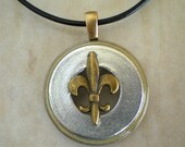 Fleur de lis Necklace: Men's Necklace - Men's Jewelry - Father's Day - Washer Jewelry - Unique Jewelry - Mardi Gras - New Orleans