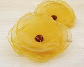 Fabric Flowers Hair Clip Golden Wedding Organza Flowers bridal pin corsage women fashion wedding europeanstreetteam