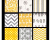 Reserved Listing, Custom Crib Bumpers - Grey, yellow and white