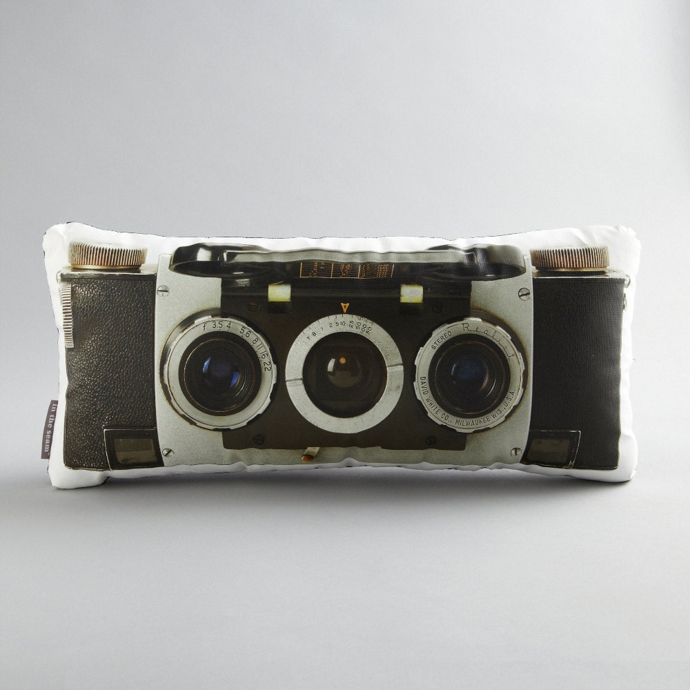 Stereo 3D Camera Canvas Printed Pillow LARGE