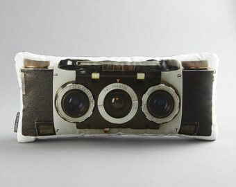 Stereo 3D Camera Canvas Printed Pillow LARGE