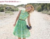 20% Off MEMORIAL DAY SALE Vtg 1960s 60s Fritzi Green Psychedelic Semi-Sheer Full Skirt Dress S