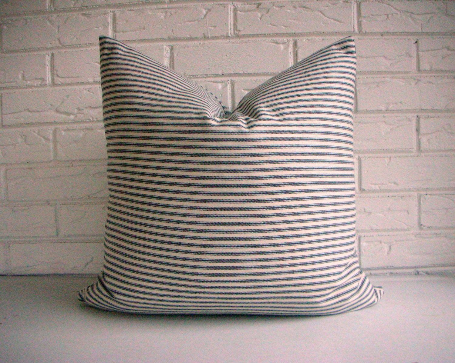 Black Ticking Stripe Pillow Cover - Cottage Chic Farmhouse - Decorative Throw