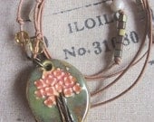 Spring Savings Sale The perfect day ...Bohemian Summer ceramic flower bouquet  pendant on leather with Czech glass