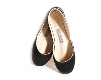 up-cycled soft leather audrey black ballet flats.