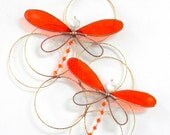 Tangerine Orange Dragonfly Stained Glass Suncatcher, House Warming Gift, Home Decor, Garden Inspired