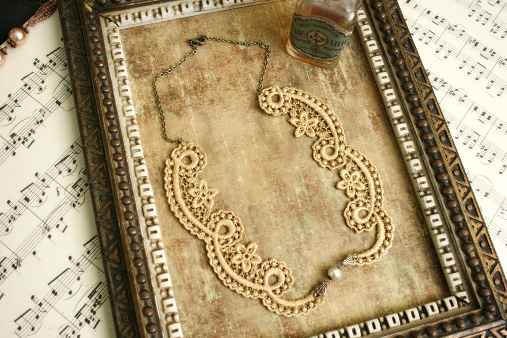 lace collar necklace -CHANTILLY SWIRL- gold or silver