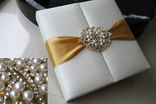 Ivory wedding silk invitation box