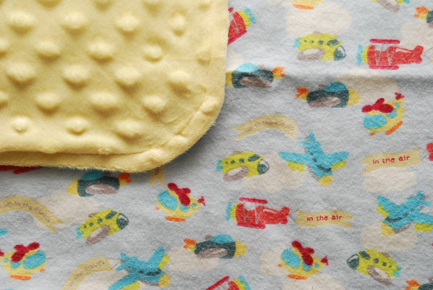 Baby boy blanket with minky - Flying High