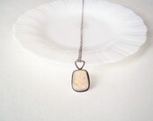 Beach Jewelry. Peach Pottery Shard in Sterling Silver Necklace. One of a Kind Jewelry