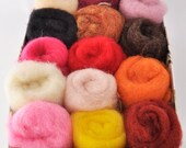 ON SALE Pack Wool for Felting 6.9 oz (195-200 grams), Wool Roving / Carded Batt, 14 colors, FREE Shipping Worldwide