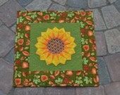 Sunflower Quilted Table Runner Autumn Fall Table Decor