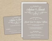 Vintage Wedding Invitation and RSVP -Printable DIY. printed country chic outdoor wedding (1054-7)