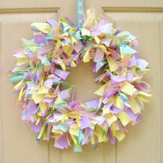 Easter Wreath - Easter Decoration - Fabric Wreath - Ribbon Wreath - Easter Decor - Spring Wreath