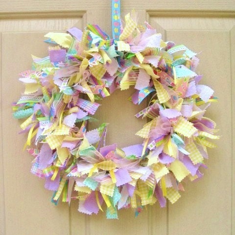 Easter Wreath - Easter Decoration - Fabric Wreath - Ribbon Wreath - Easter Decor - Spring Wreath