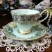 Royal Albert Duck Egg Blue - Footed Teacup Tea Cup and Saucer England 9922