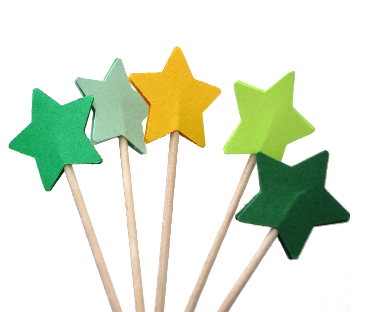 24 St. Patrick's Day Star Party Picks, Toothpicks,  Cupcake Toppers, Food Picks - No881