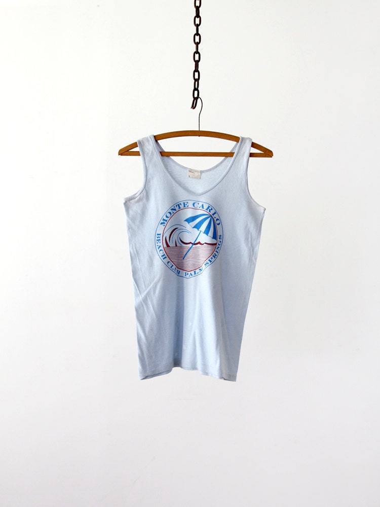 1980s Tank Top / Vintage Monte Carlo Beach Club Tee