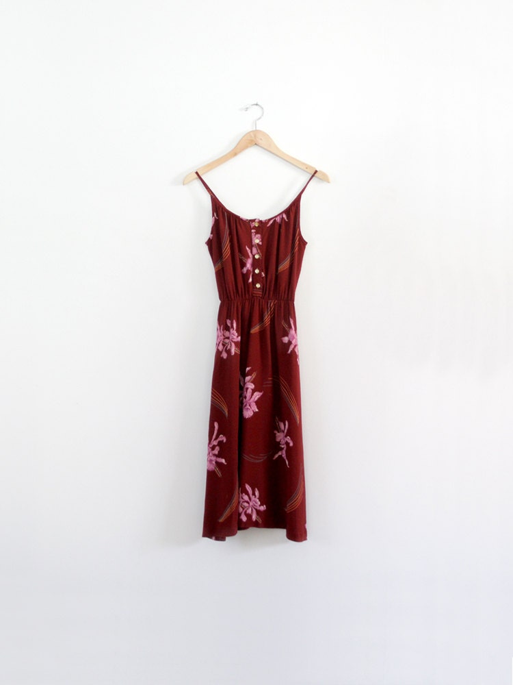 vintage 80s sundress / Tropical floral dress
