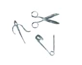 Sewing Set Hand Carved Rubber Stamps, Scissors, Safety Pin and Needle