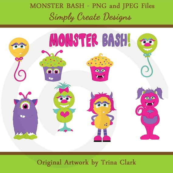 Monster Bash Clipart Monster Party Clip Art Commercial and Personal Use Il_570xn