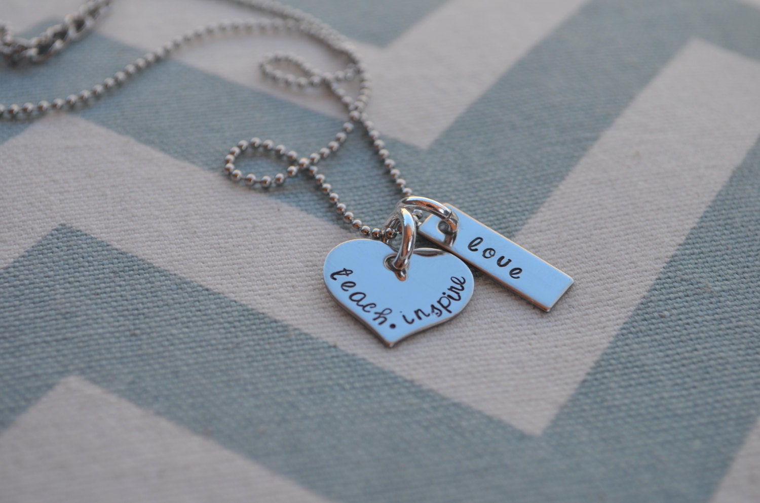 Hand Stamped Teach Love Inspire Teacher Gift
