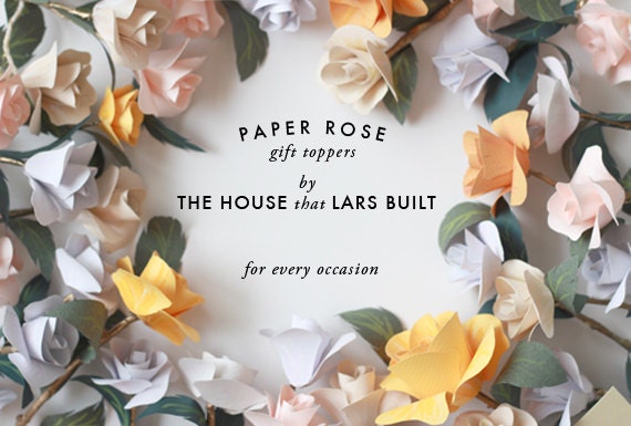 Springtime violet paper rose flower gift topper