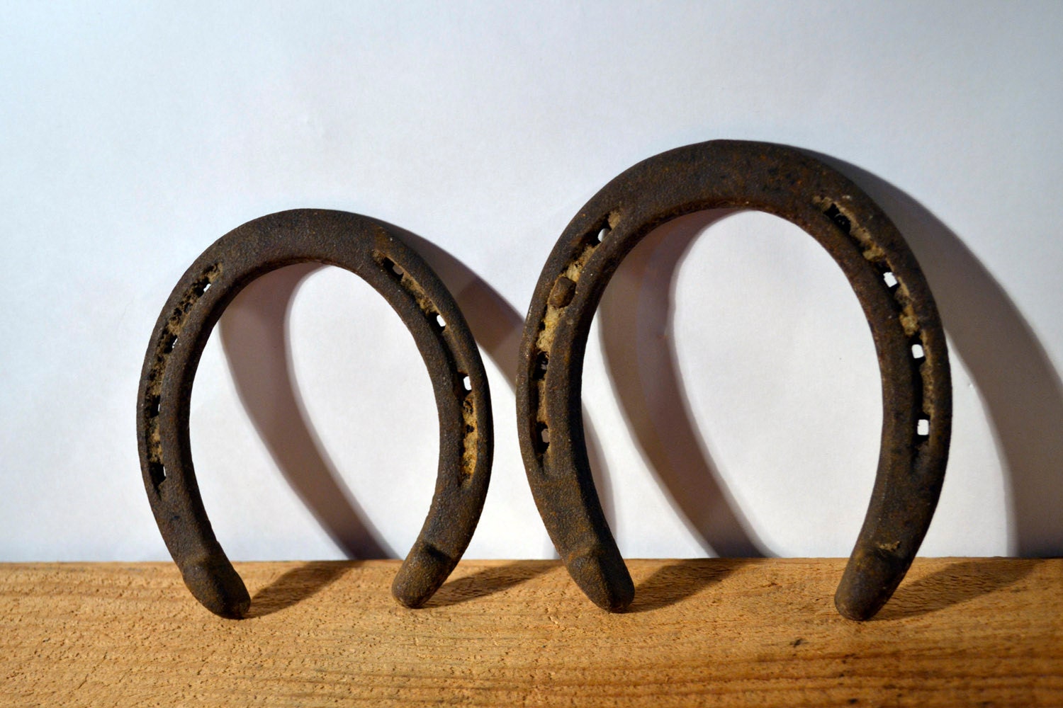 Pair O' Lucky Horse Shoes - Hand Forged Steel Horseshoe Pair Vintage Urban Modern Deco