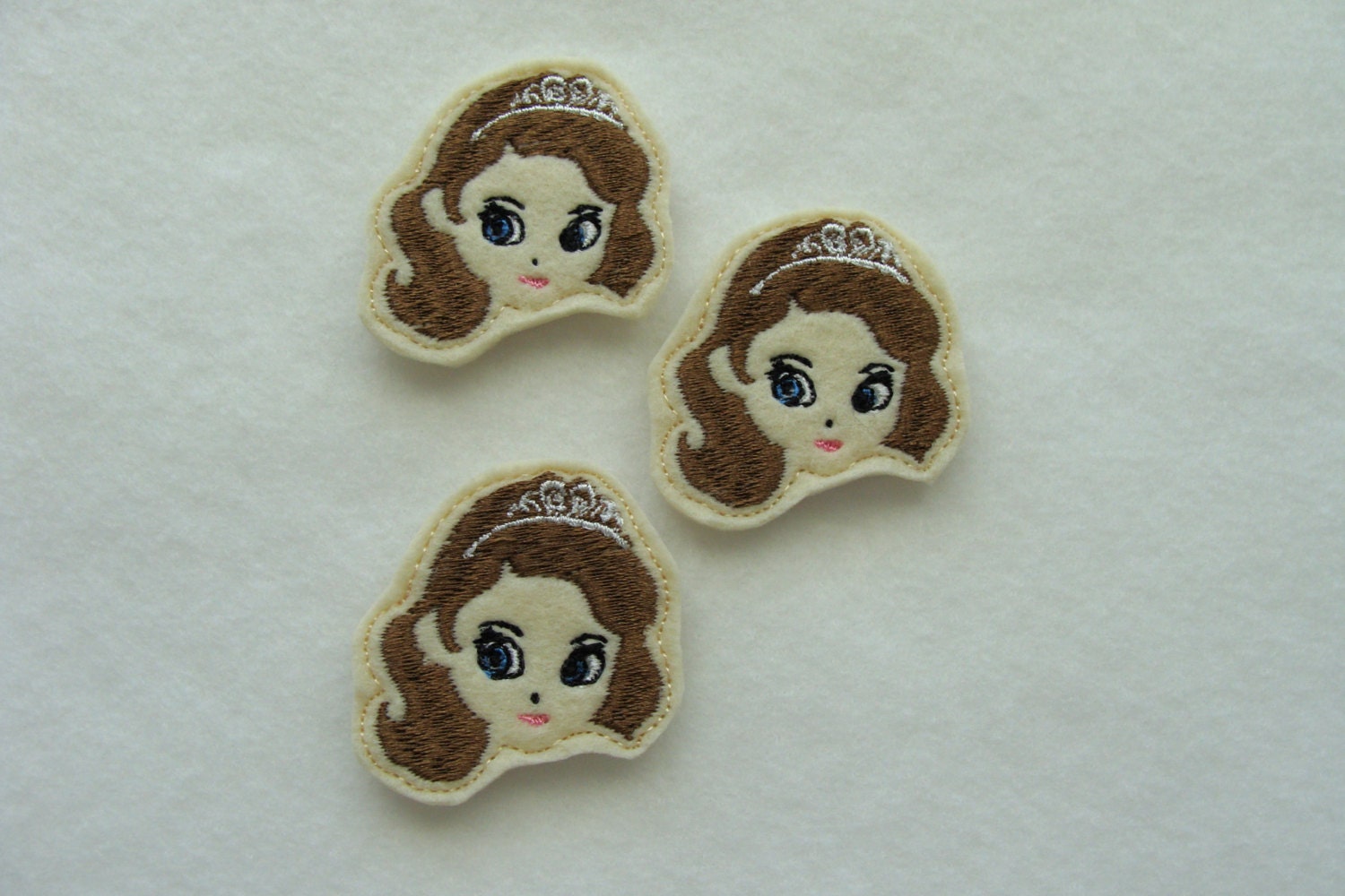 Machine Embroidered Felt - 3 SOFIA Embellishments / Appliques