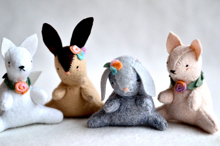 spring bunny - bunny plush - soft sculpture animal