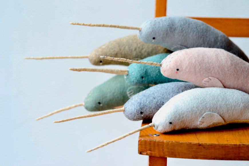 large narhwal - grey narwhal soft sculpture