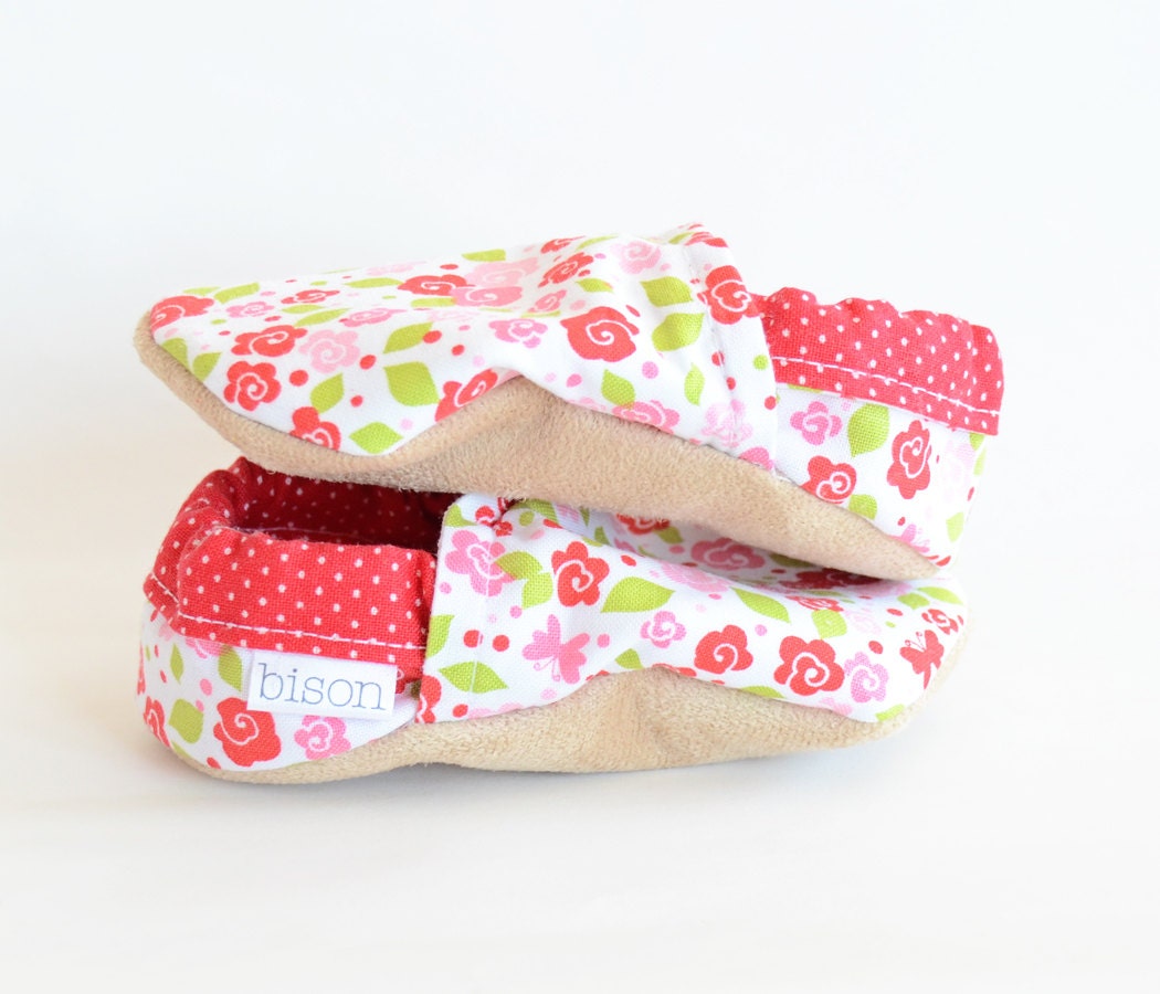 May Day Bison Booties baby Size 6 to 12 Months Ready to Ship floral summer girly shoes bootys