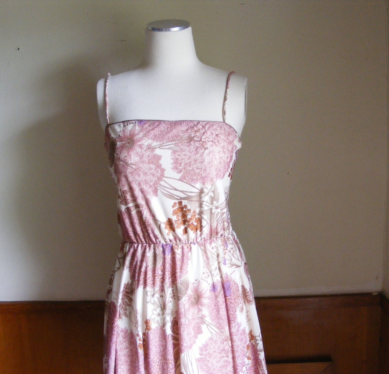 70s dress pink floral print sundress and  flutter jacket 1X plus