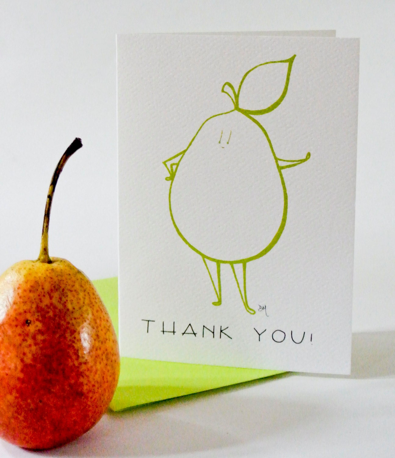 Pear Thank You blank note card - set of 6 (color)