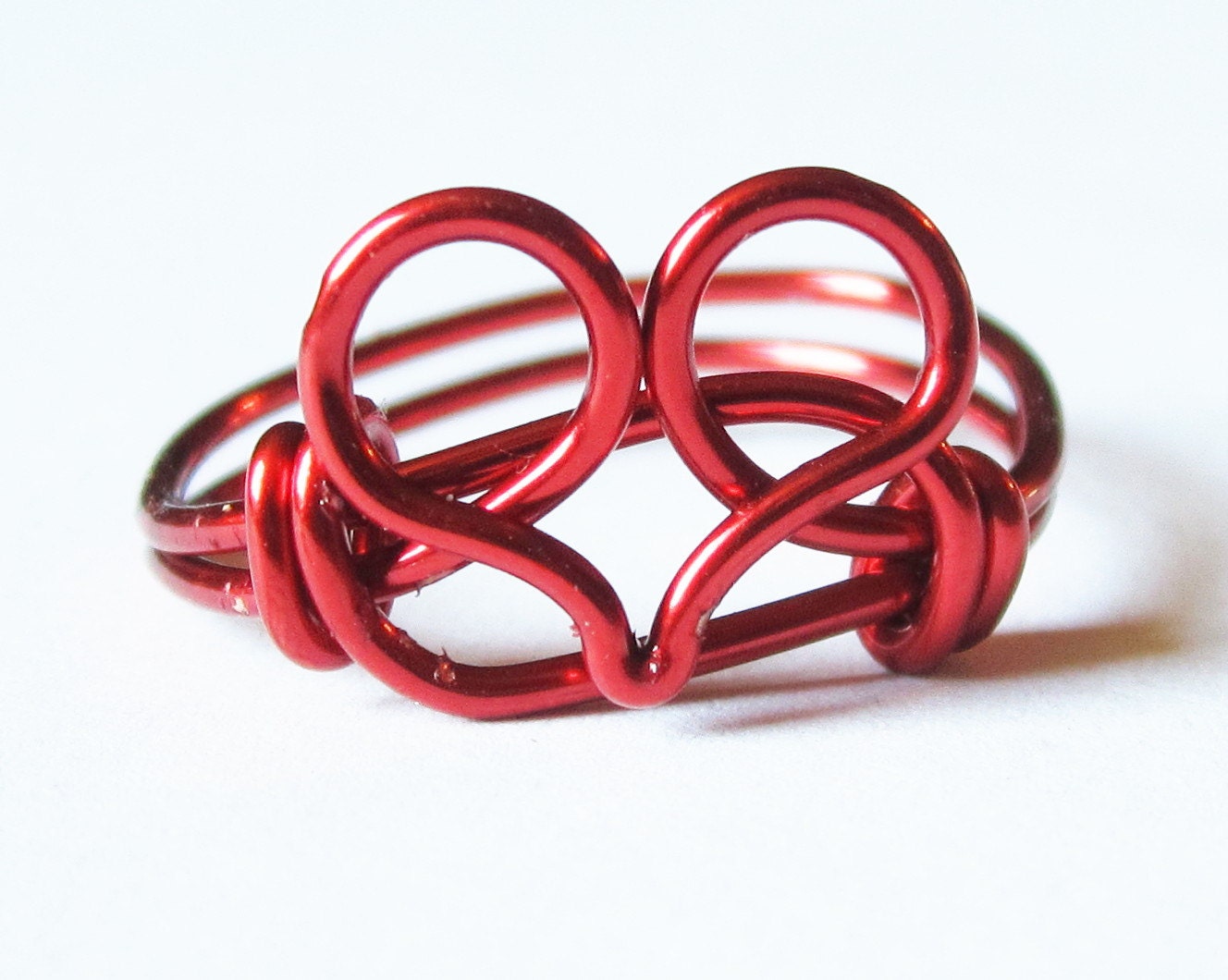 Valentine Ring - Red Heart Jewelry - Valentines Day -  Wire Wrapped Love Ring
