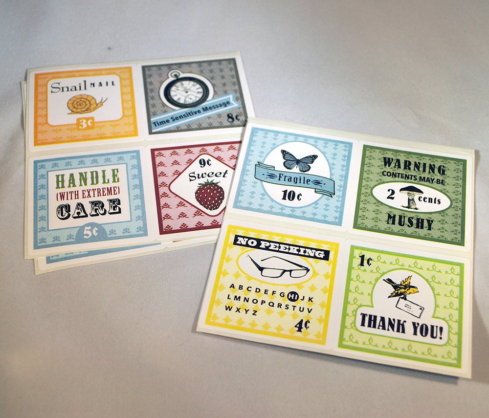 SHIPPING STICKERS-Faux Postage Stamps