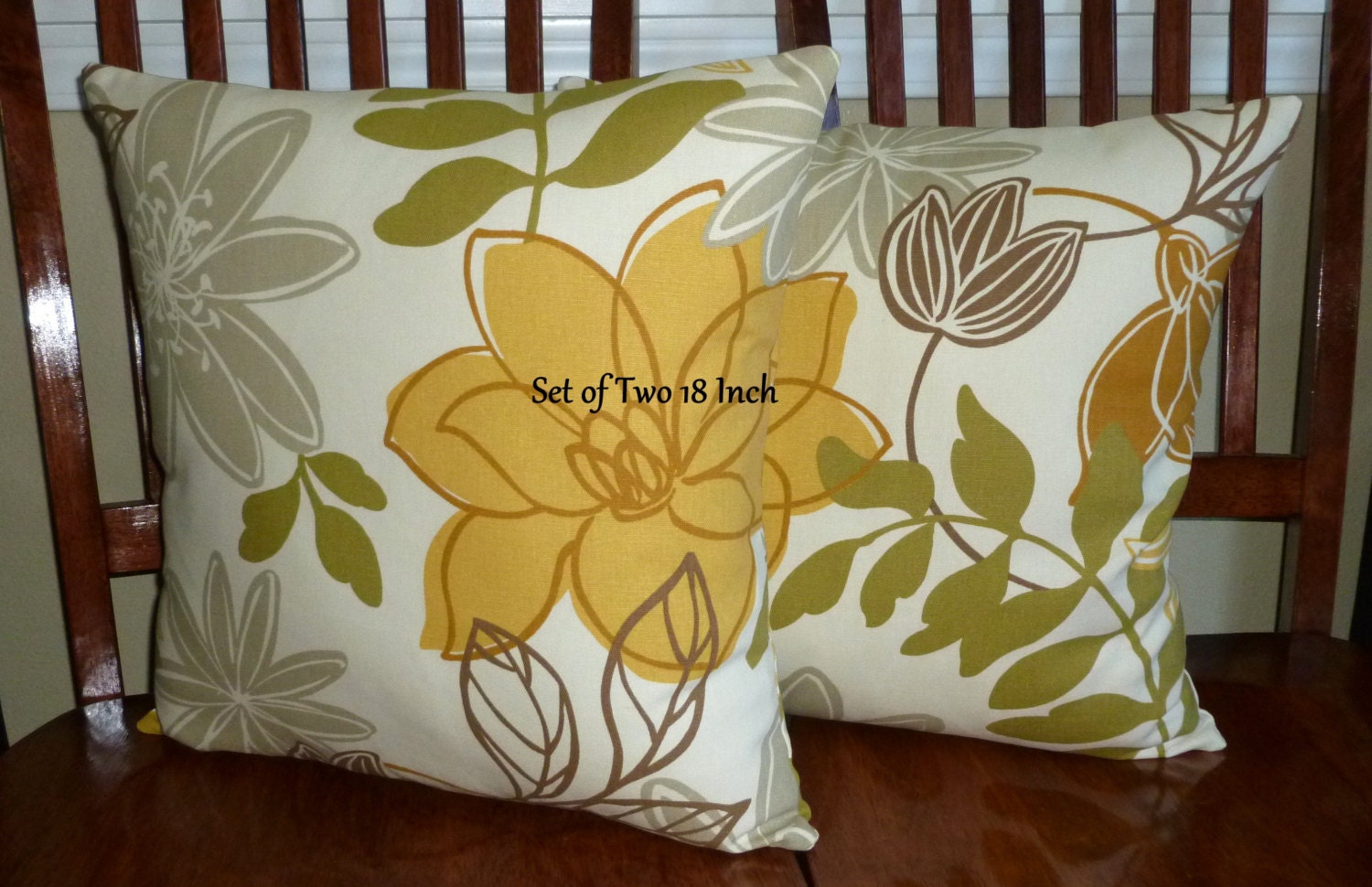Decorative Designer Throw Pillow Covers - Magnolia Monaco - Set of Two 18 Inch