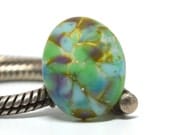 cabochon in aqua ... SRA handmade lampwork glass oval shaped cabochon for pendant, necklace, bracelet, ring, poppers... C20313-1