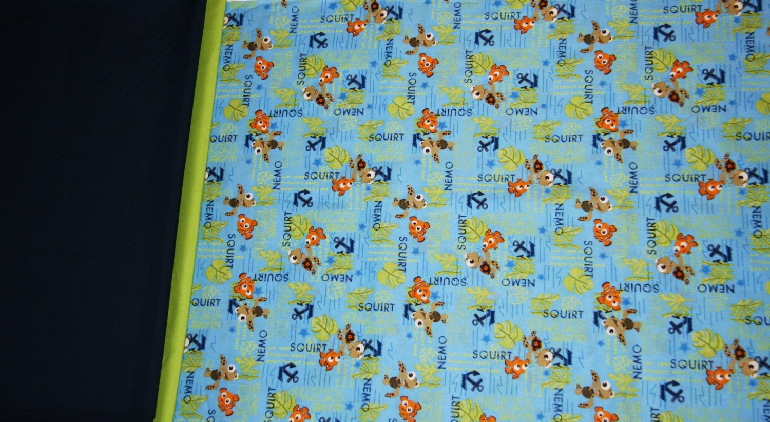 Finding Nemo Pillowcase  - Nemo Squirt - Custom Embroidered Pillowcase  - Blue Green Orange - Turtles and Fish