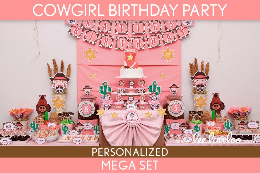 Cowgirl Birthday Party Package Collection Set Mega Personalized Printable // Cowgirl - B12Pz2 Il_170x135