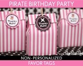 Pirate Birthday Party - Favor Tags & Bonus: Favor Box NonPersonalized Printable // Pirate Girl Pink Black - B10Nk Il_170x135