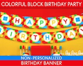 Colorful Block Birthday Party - Banner (Happy Birthday) NonPersonalized Printable // Colorful Block - B22Ni
