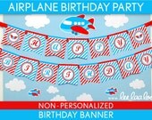Airplane Birthday Party - Banner (Happy Birthday) NonPersonalized Printable // Airplane - B33Ni