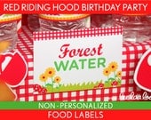 Red Riding Hood Birthday Party - Food Labels & Bonus: Toothpick Flags NonPersonalized Printable // Red Riding Hood - B37Nc
