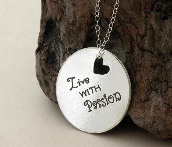 Heart cutout necklace with your custom words, names, dates or quote ... sterling silver ... inspirational quote ... graduation gift